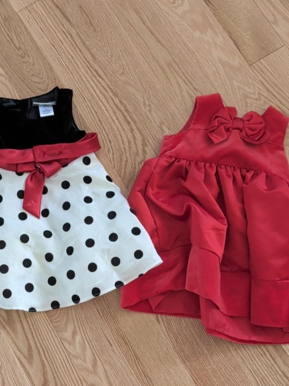 Youngland Red Party Dress & Black-White Polka Dot Bow Dress